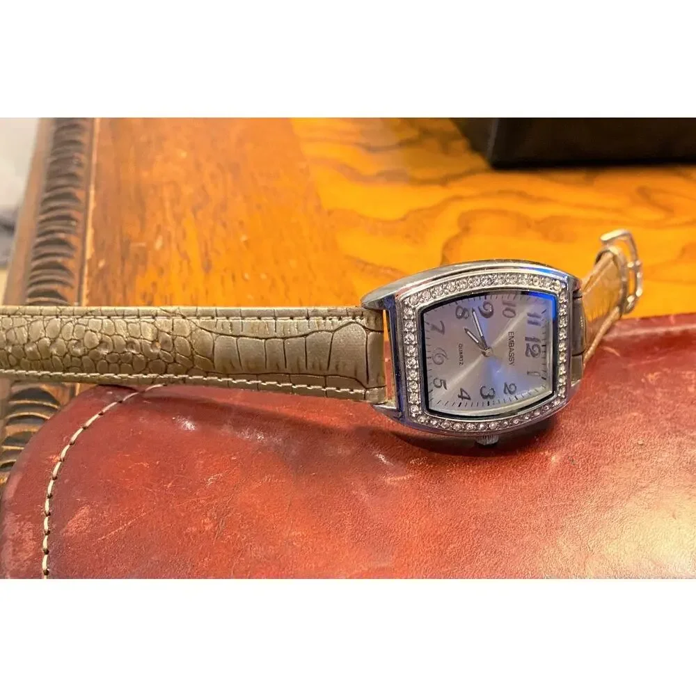 Women's Embassy Watch, Silver Tone with Crystal Accents